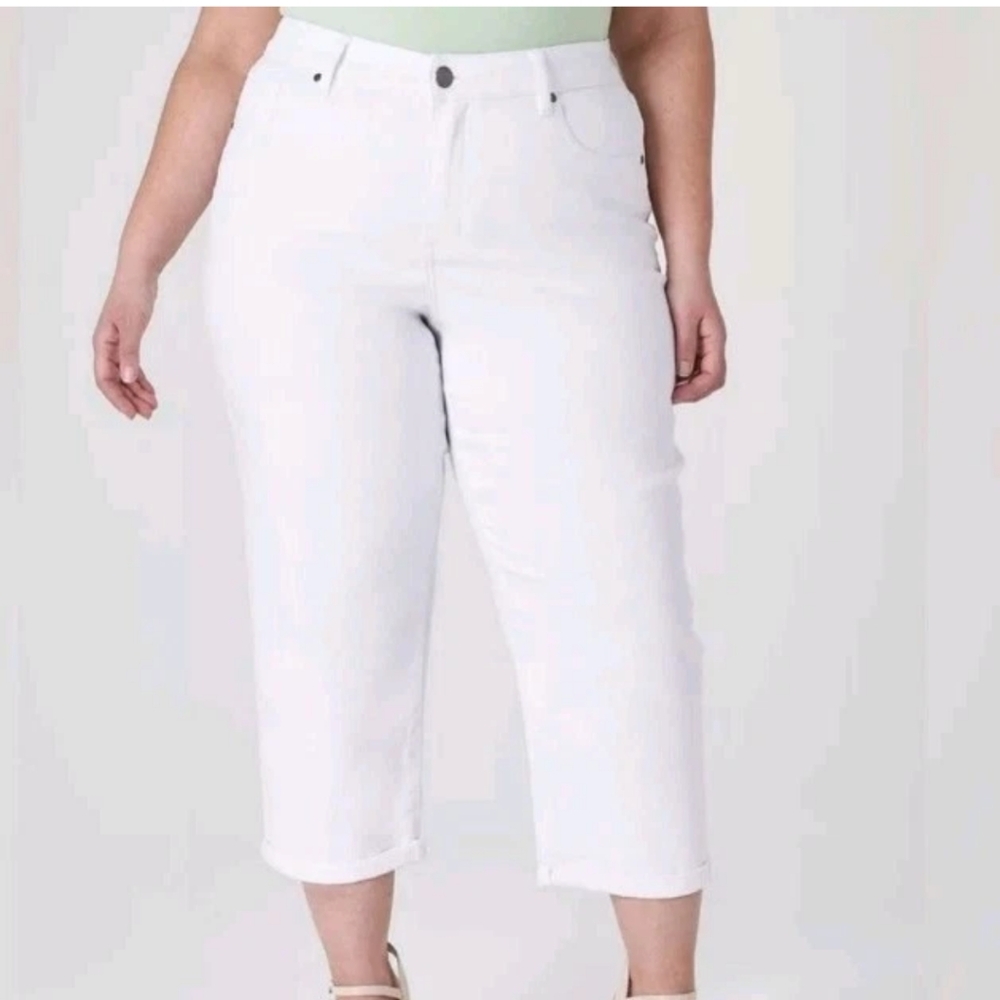 Venezia Baggy Carpenter Jeans Woman Plus Sz 22W Cropped White Denim Barrel Leg